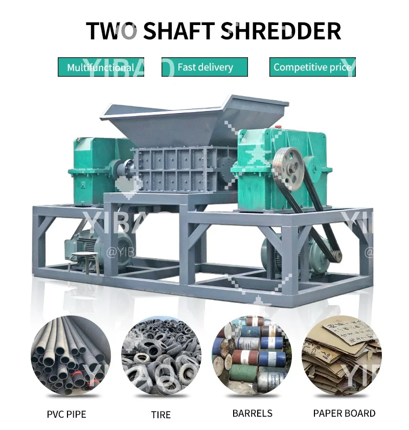 Full automatic customizable waste tire shredding recycling machine / tyre shredder