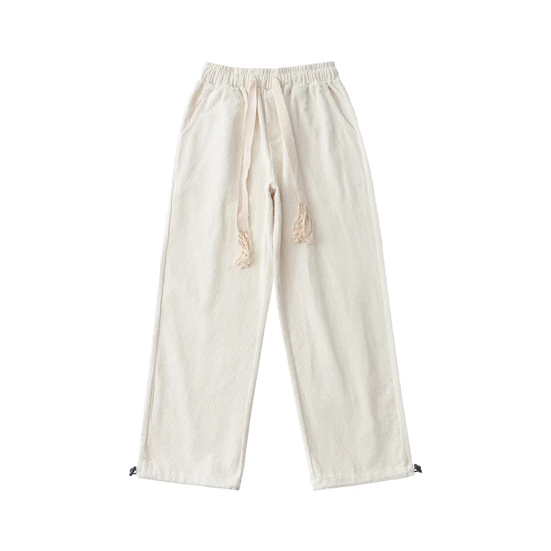 100% хлопковые однотонные брюки в японском стиле Свободные повседневные Прямые мужские тяжелые вельветовые ретро