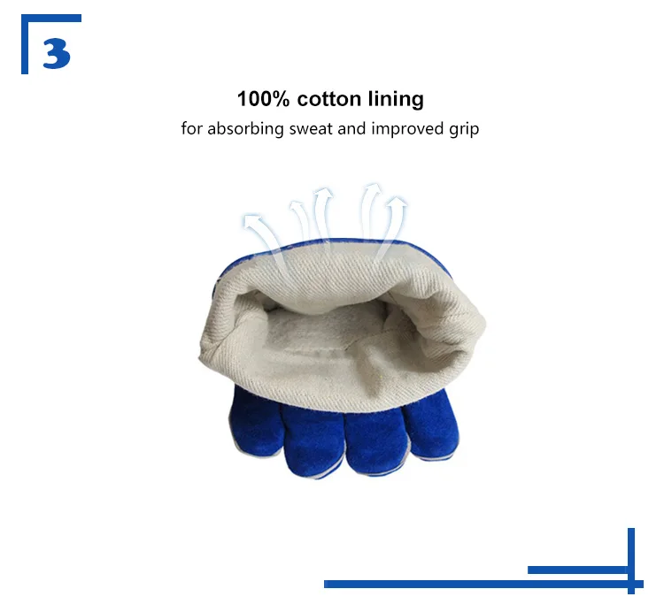 
AP-1201 Blue split cowhide leather Mitts Oven Grill Fireplace Pot Holder MIG Welder heavy duty Welding Gloves 