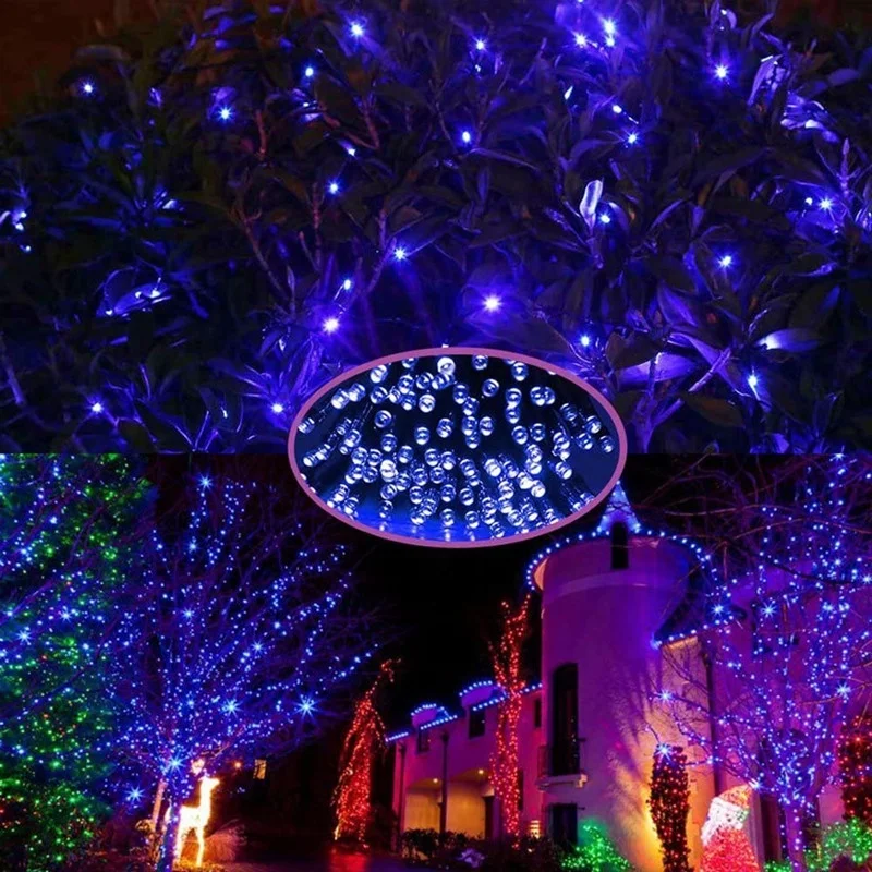 Уличная Водонепроницаемая гирлянда на солнечной батарее 33 фута 100 светодиодов таймер 6 часов для рождественского