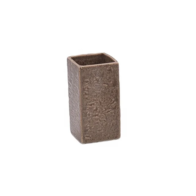 Factory  Price Eco-friendly Custom Ceramic Bathroom Product Vintage Glazed Square Porcelain Bath Accessories Set