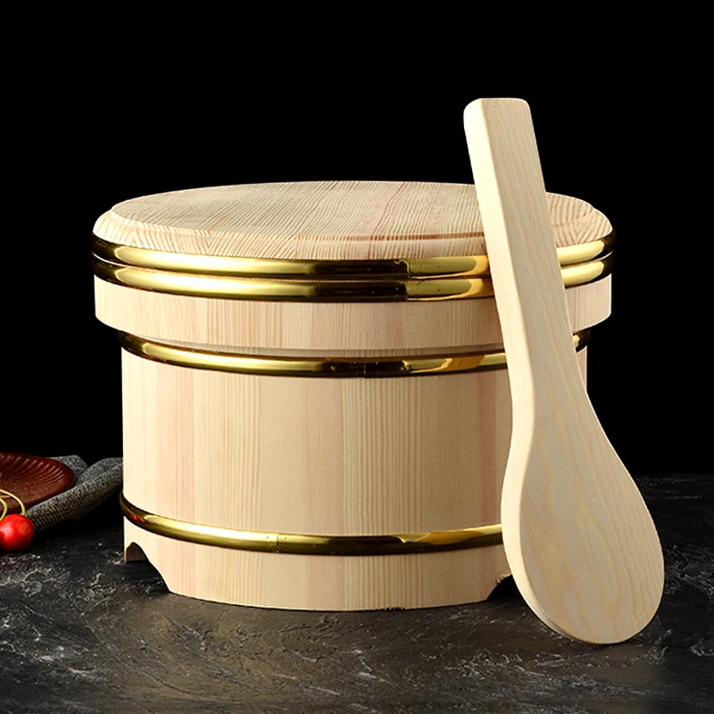 2023 HOT Wooden Cask cover band sushi Rice bucket Insulation barrel Wooden rice tub