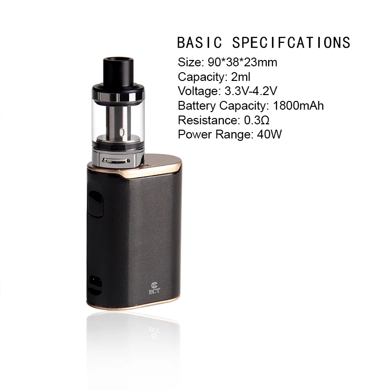 
C40 Mini Vape Pen Kit With 2.0ML Top Refilling Vape Cartridge Free 40W Vape mod Starter Kit 