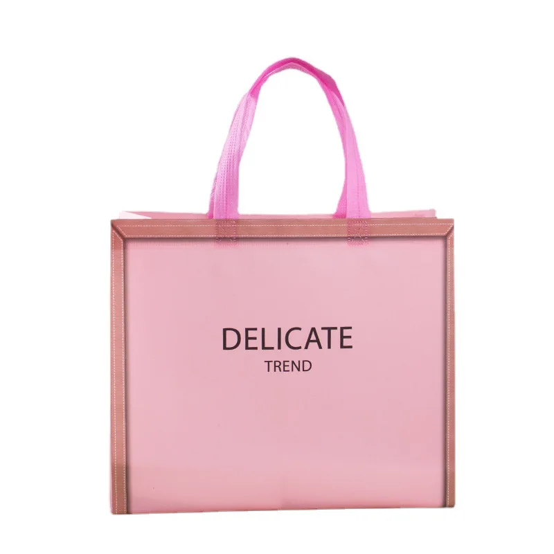 wholesale printed customized recycled biodegradable pink non woven shopping bag