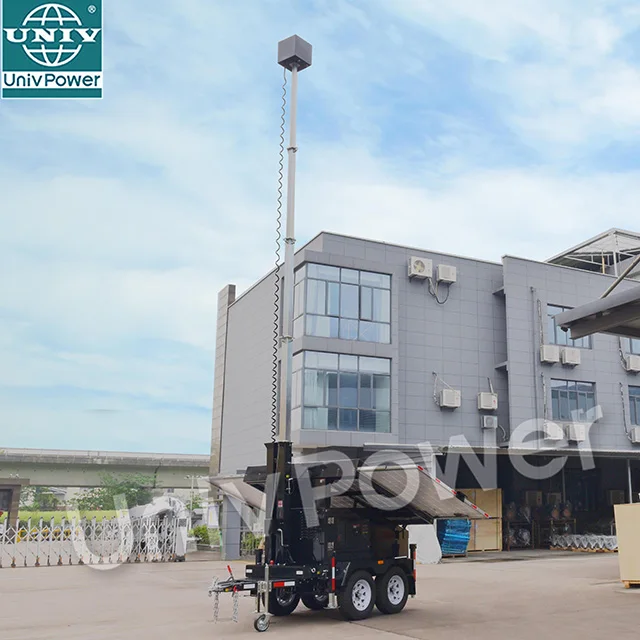 7m 4*100W street portable solar light tower