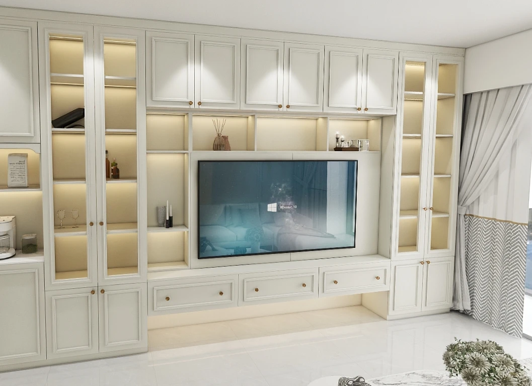 Modern TV Cabinet Wooden Panel with  Multi-Use Console Table for Living Room Bedroom Hotel Dining Storage Solution