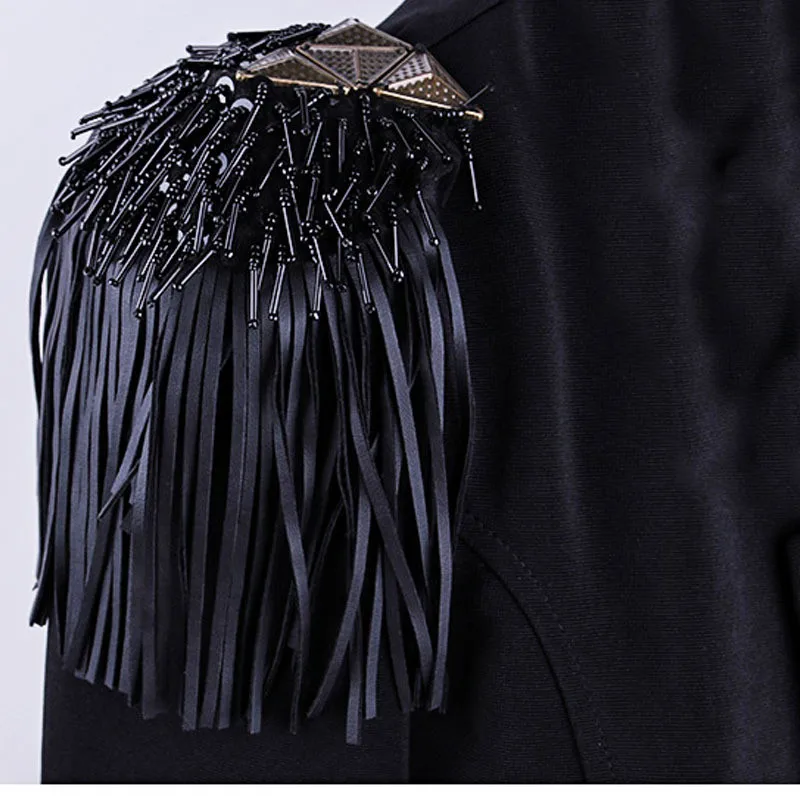  Мода Ночной клуб панк PU Металл кисточкой Epaulette Значки для мужчин
