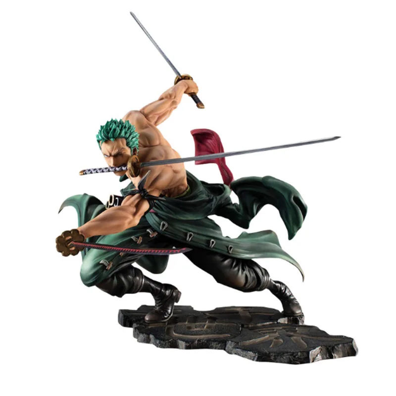 Hot Sale Anime Roronoa Zoro Figure With Box 18CM Double Head Sword Anime Zoro Action Figure