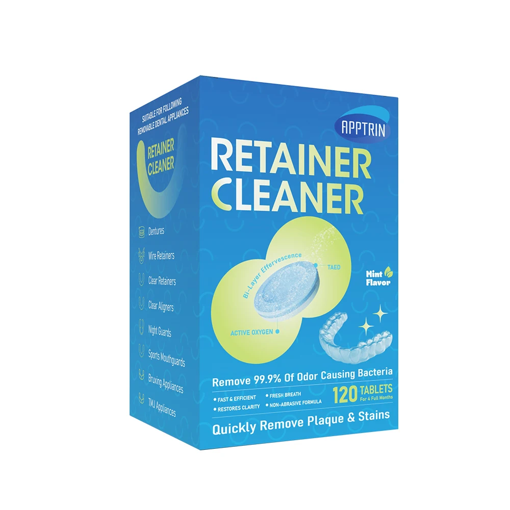 Customized Fresh Breath Denture Retainer Deep Quick Cleaning Mint Flavor Effervescent Tablets 120pcs/box