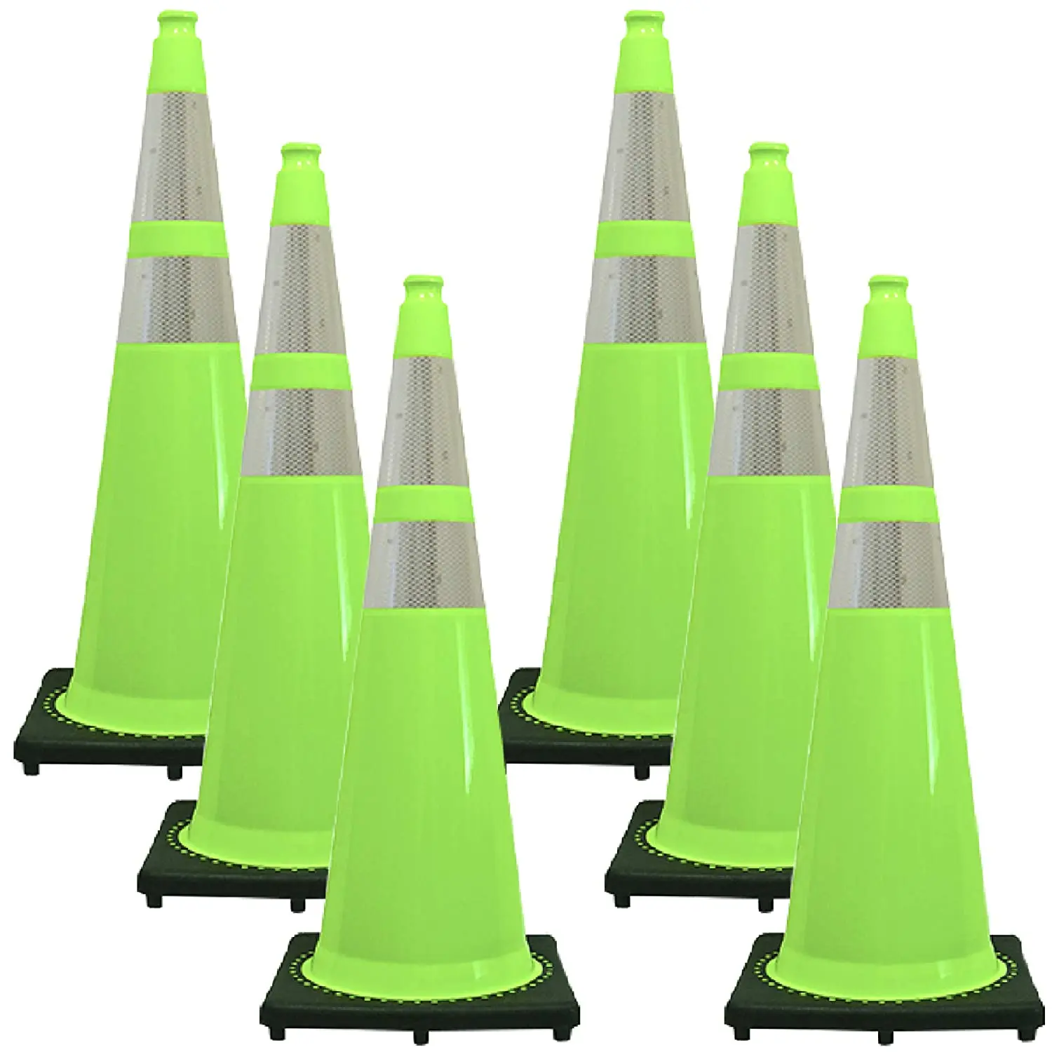28 inch Lime Green Traffic Cone  - Dual  Reflective Collar Multipurpose Premium PVC Safety Cone for Parking,