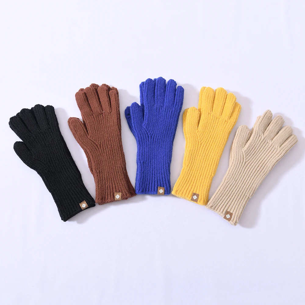Новинка трендовые плотные теплые кашемировые варежки с закрытыми пальцами модные женские зимние перчатки высокого