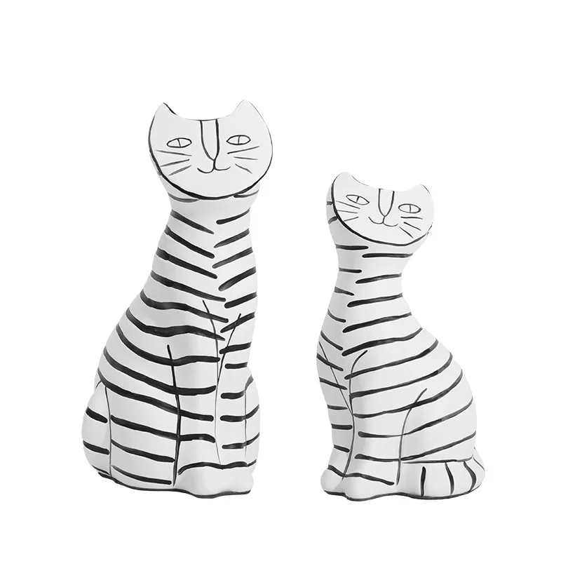 Light Luxury Resin Crafts Ornaments with Cute Cats Artificial Style for Home Decoration