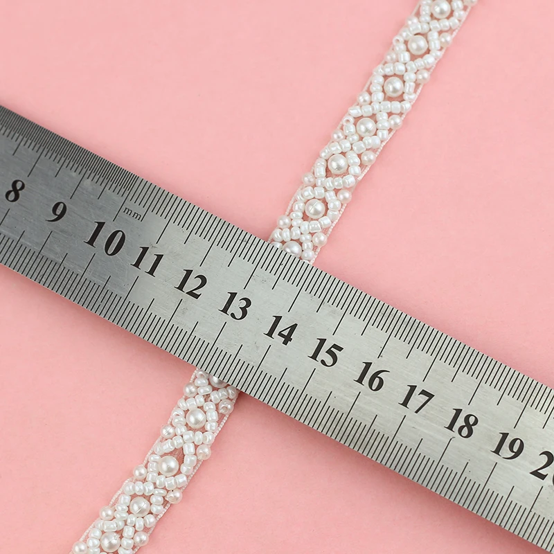 7 мм белый цвет жемчужины белая сетка кружевная отделка ручной работы Бисероплетение отделка для свадебной одежды одежда платье домашний текстиль аксессуары