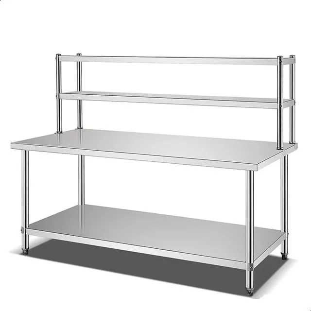 WT-60150F 1.5M Stainless Steel Simple Work Bench Western Fast Food KFC Wrapping Table With Top Shelf