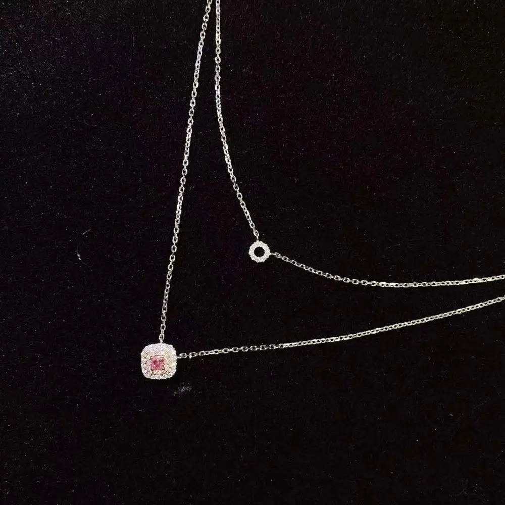 Personalized custom jewelry fashion natural pink diamond choker necklace18k gold multilayer necklace for wholesale