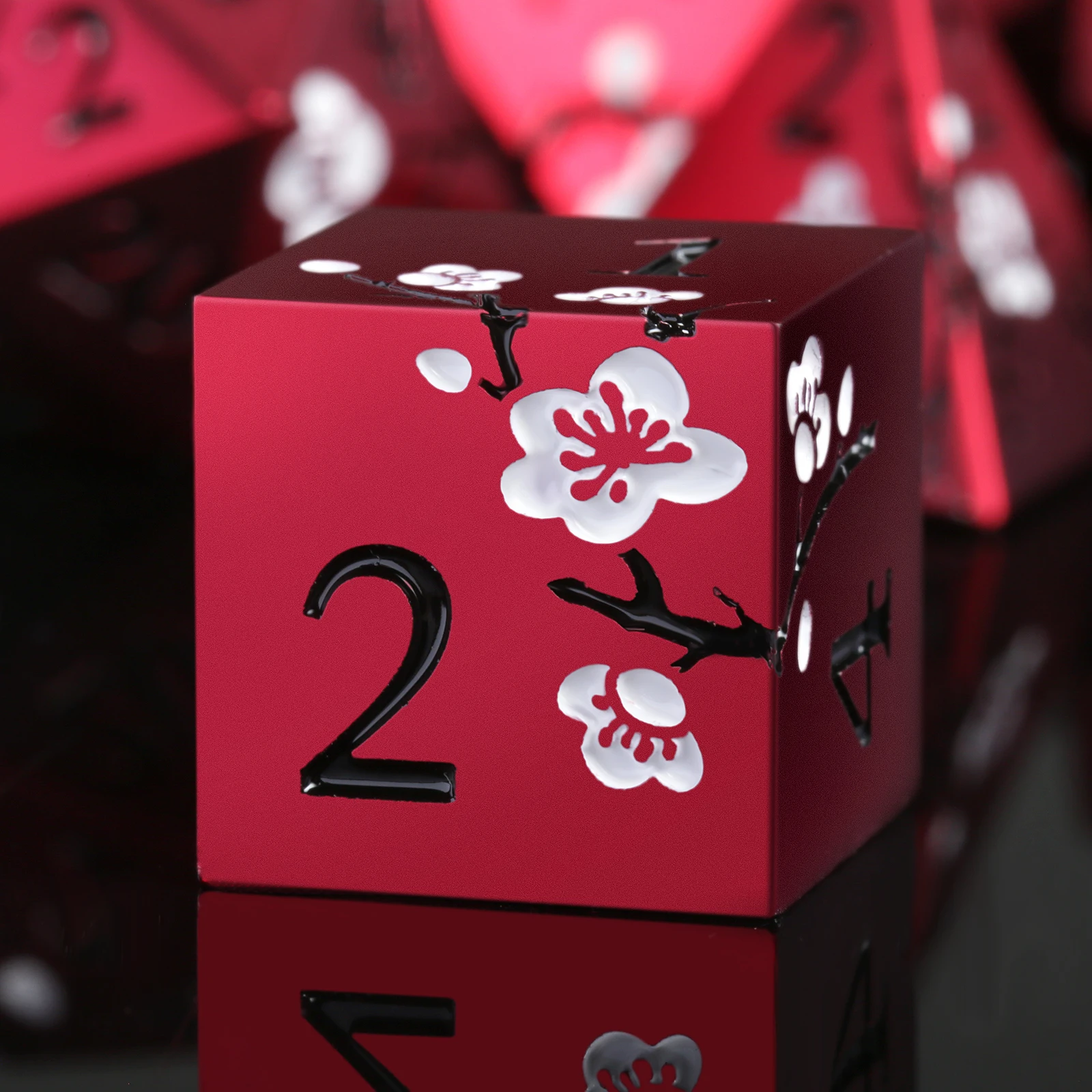 New Style Polyhedral Metal DND dice Bulk Custom Metal Dice DnD Plum Blossom Metal Flower Dice Set D&D for RPG Games Red