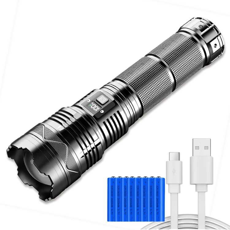 50W white laser bead high lumen tactical portable zoom flashlight outdoor camping highlight