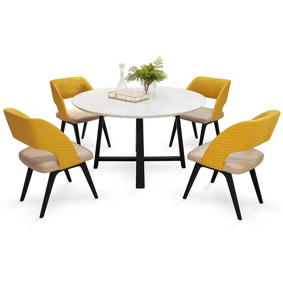  C016 nordic style italian dining table solid wood legs 4 chairs 6 restaurant