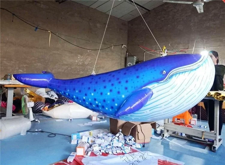 Hot sale giant inflatable advertising blue whale inflatable luminescence hang whale model for sale