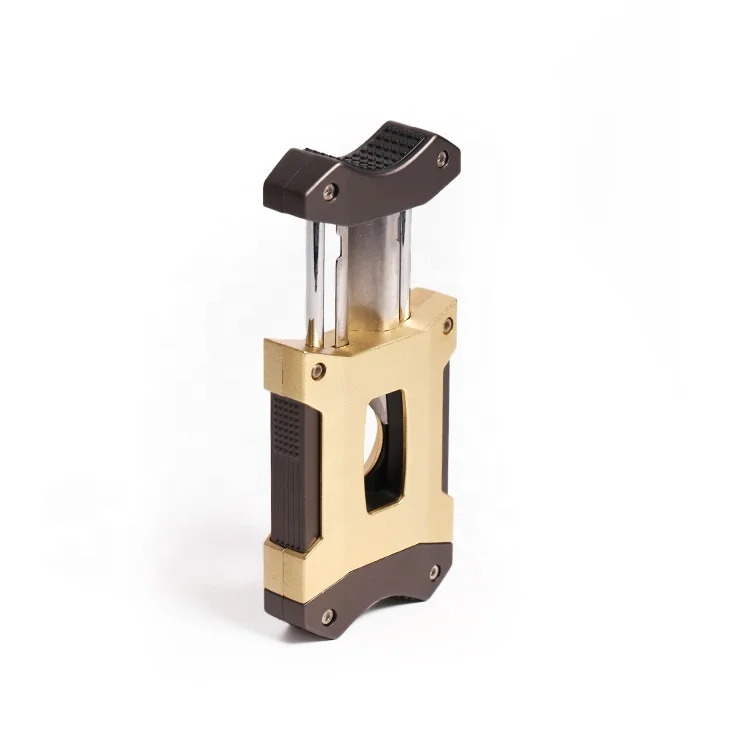 Frosted electro-galvanized alloy with cigarette holder function semi-automatic spring side-opening cigar cutter