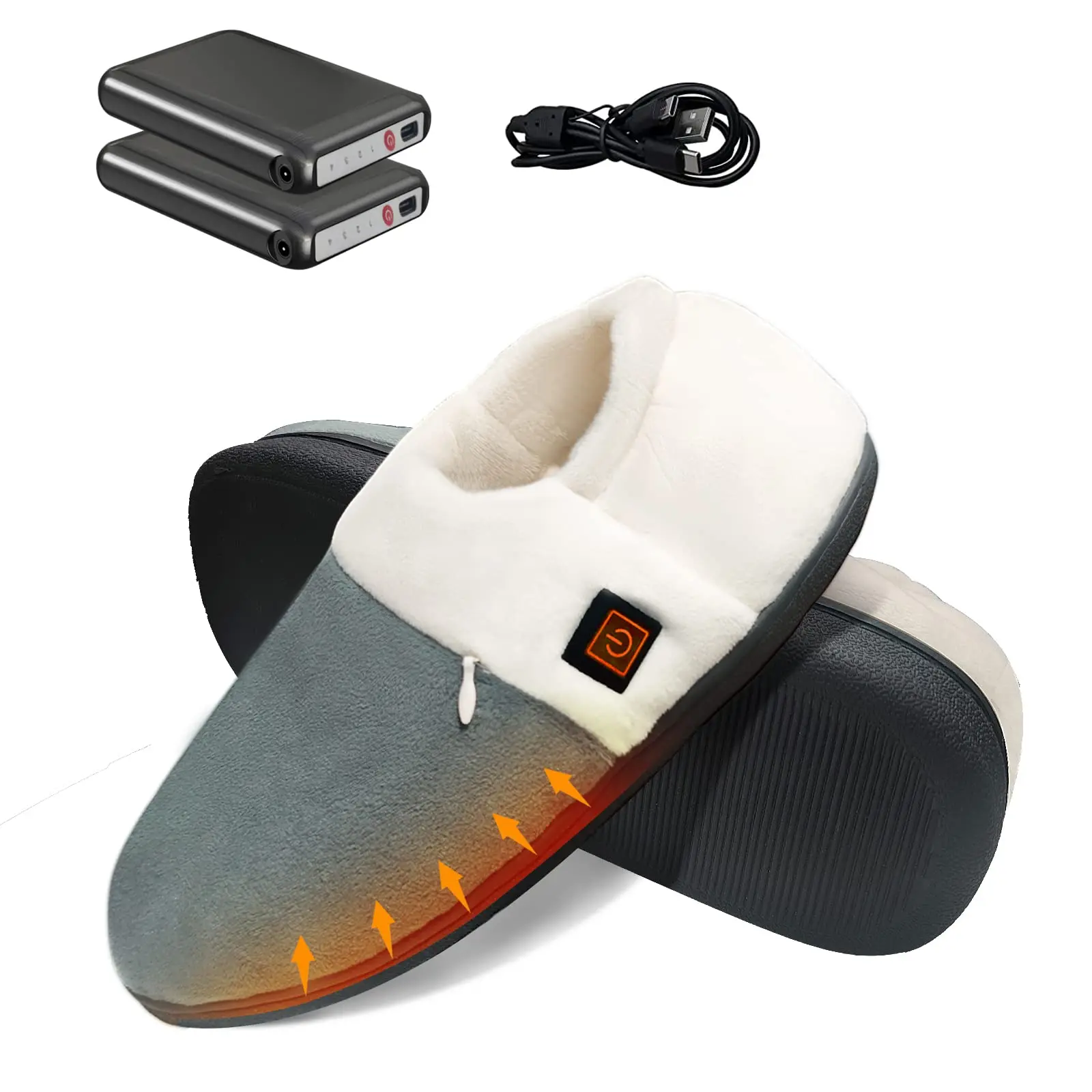 Heated Slippers Women Men Foot Warmer Shoes Non Slip Plush Breathable Wireless Electric Heating Shoe with Rechargeable Battery