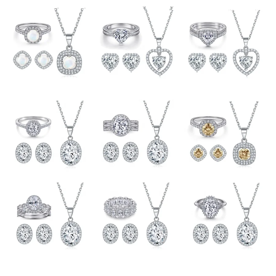 Silver Jewelry Sets 925 Sterling Silver Fashion Pendant Necklace Set Women Jewelry Sets