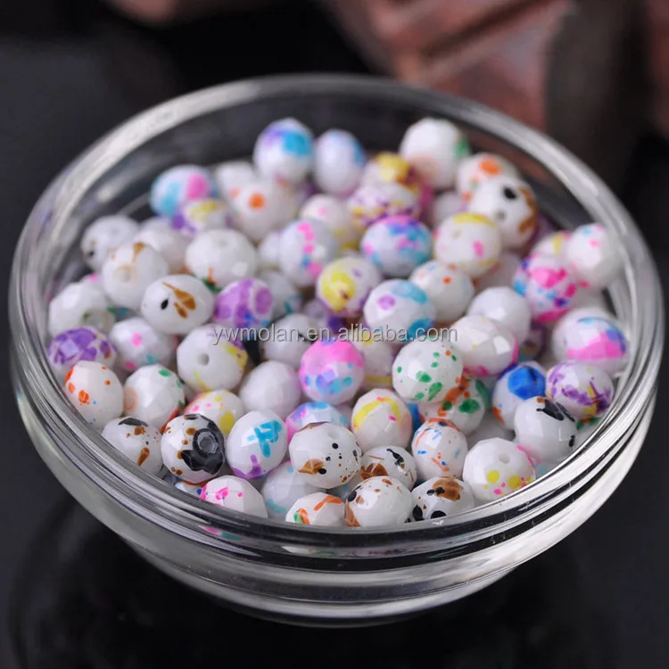 Spots Coated White Background Style Crystal Glass 8x6mm Rondelle Faceted Loose Spacer Beads for Jewelry Making DIY Crafts