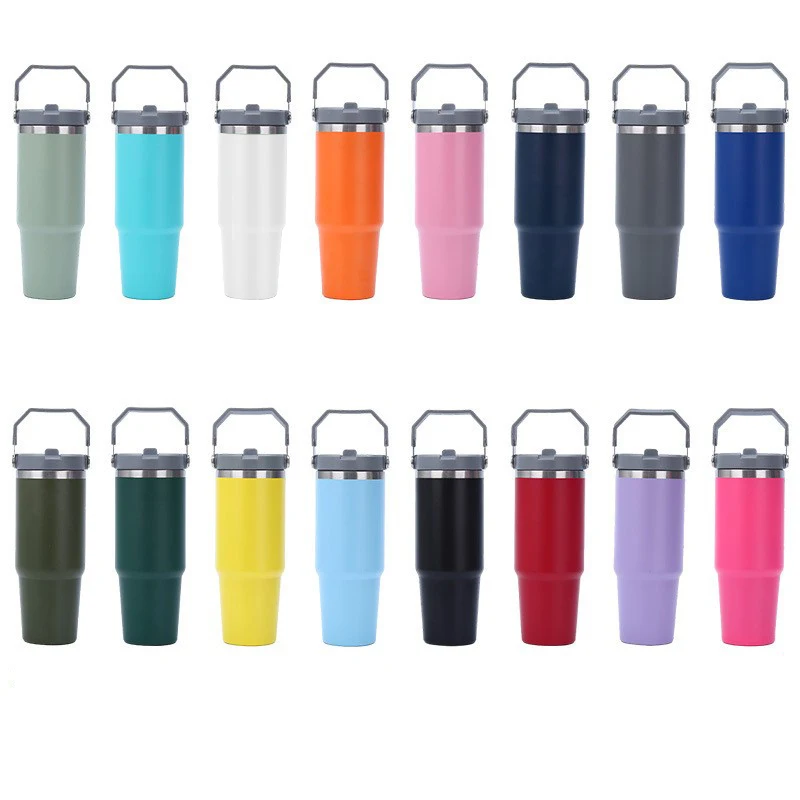 30oz wholesale bulk cup thermal travel coffee mug sublimation stainless steel yyeti tumbler with handle and straw