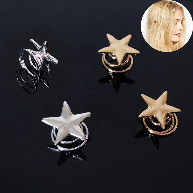 Lovely Fancy Pearls Metal Gold Star Swirl Spring Hairpin Hair Clips for Women Girls Hair Grips