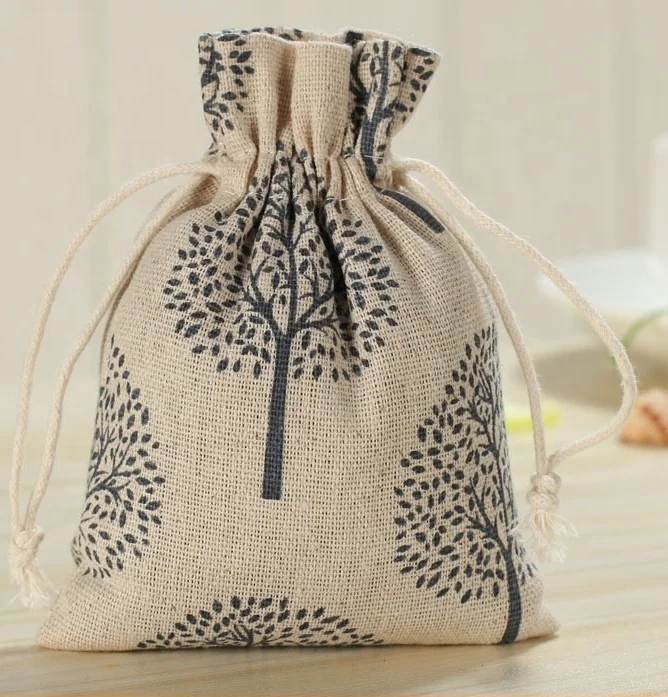 Logo Print Muslin Drawstring Bags  Muslin Wedding Gift Bag  Cotton Muslin Bag