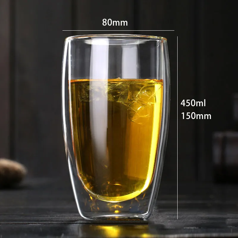
Yafu glassware 250ml 350ml 450ml Double wall borosilicate glass thermos cup handmade with glass lid 