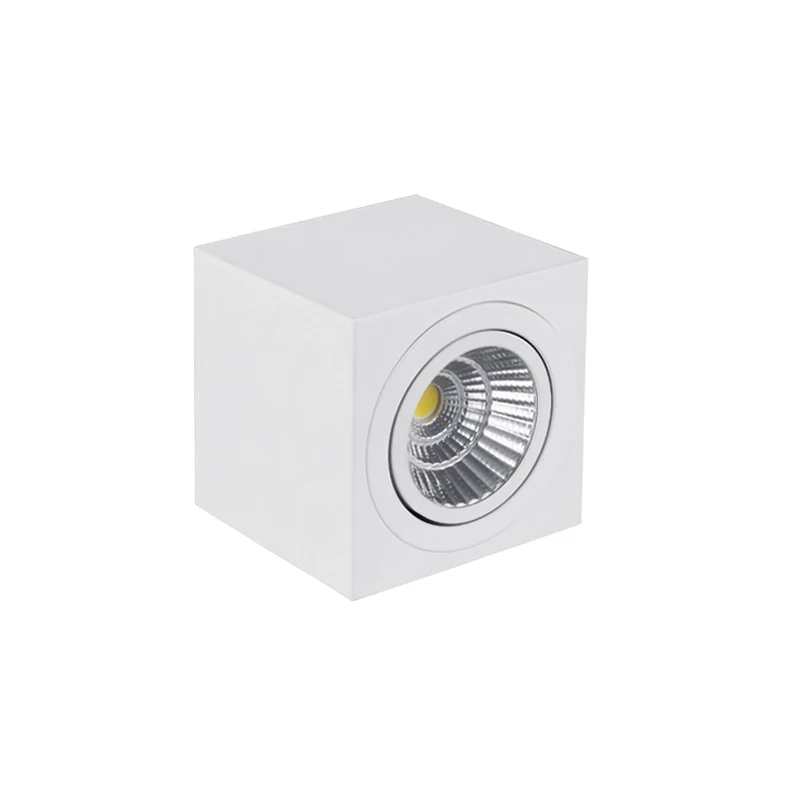 100% aluminum material square surface mounted downlights 7w 9w 80mm diameter with adjustable head