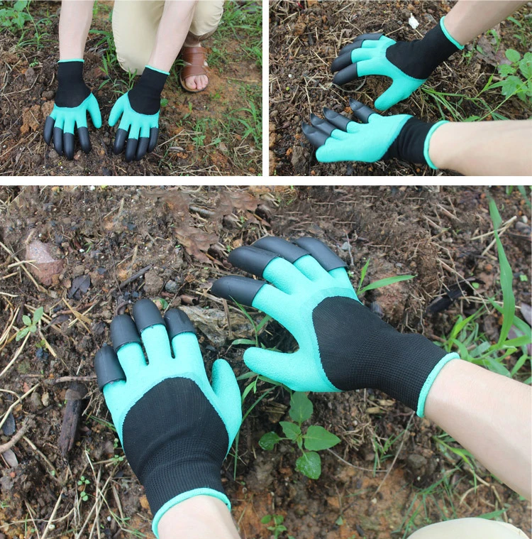 Wholesale High Quality  Guantes Planting Working Fingertips Waterproof Latex Safety Foam Garden Gloves With Claws