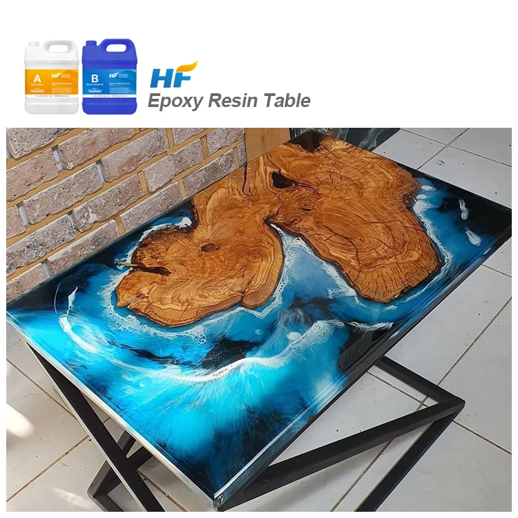 
HF Materials Good Price Crystal Epoxy Stabilizing Resin Set For Coffee Table 