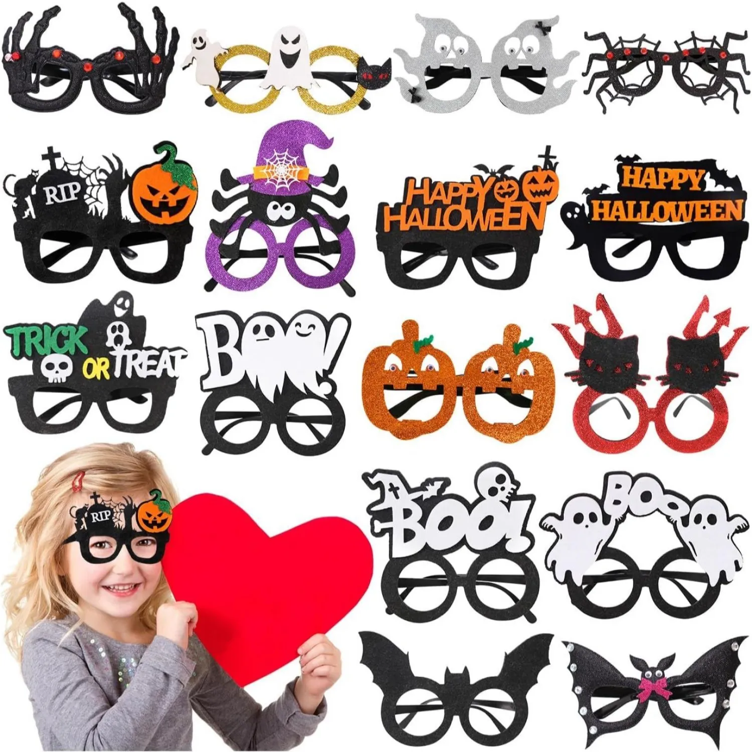 Halloween Glasses Eyeglasses Novelty Funny Frame Pumpkin Spider Ghost Skull Eyeball Kids Adult Party Favor Photo Booth Props