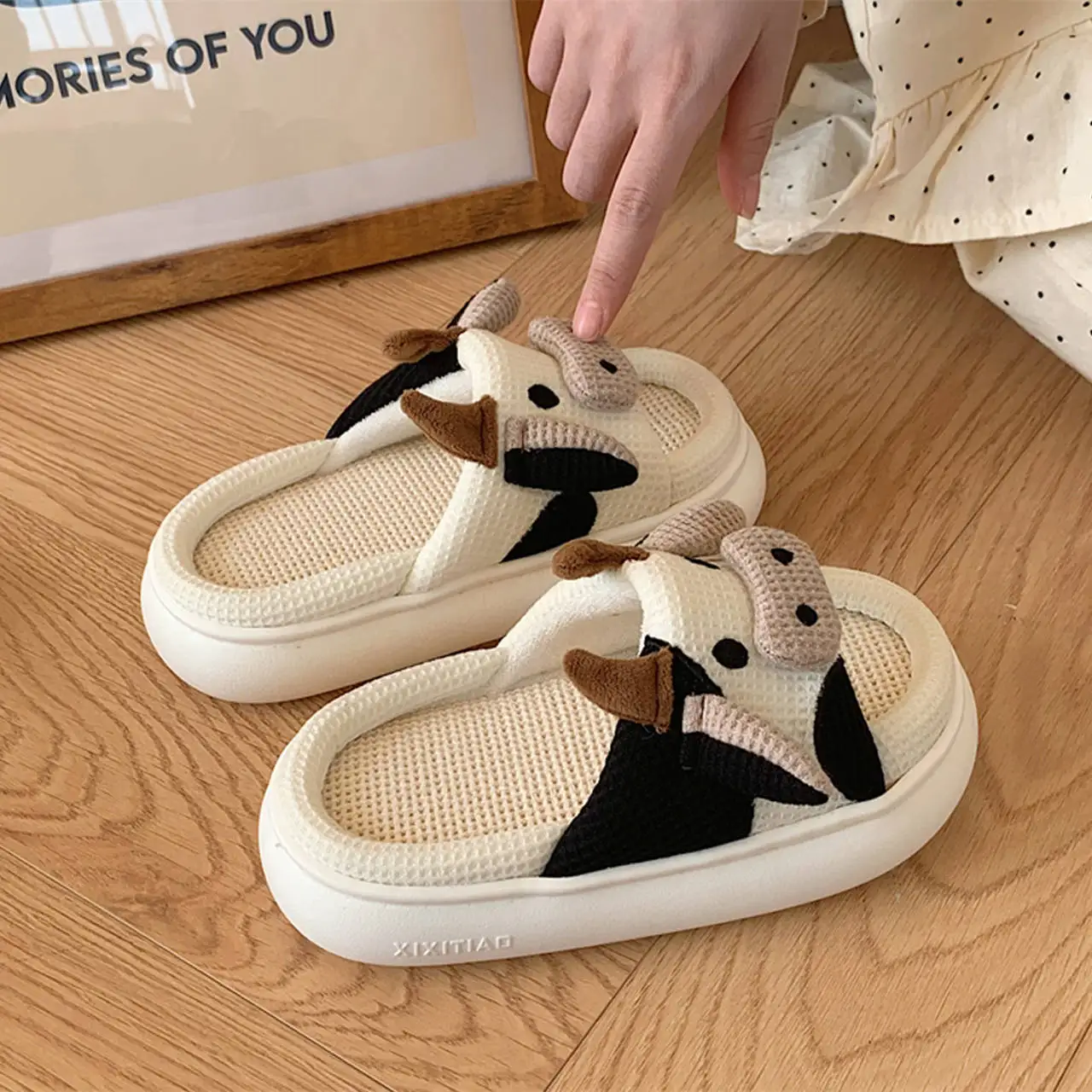 XIXITIAO cow Cute Slippers Cartoon Animal bedroom women indoor house white slippers unisex custom slides sandals for women