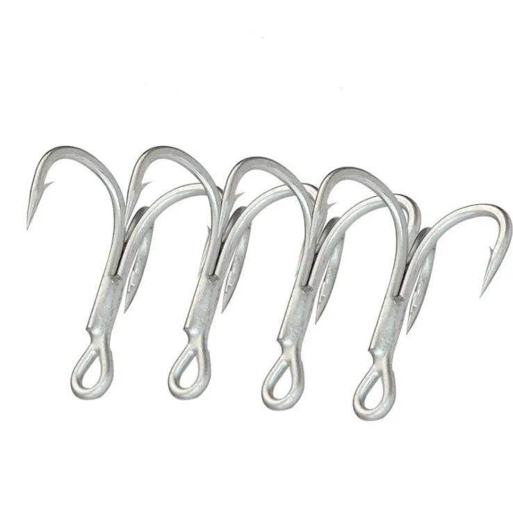 wholesale New  Pesca 4X Strength high carbon steel Barbed Treble Fishing Hook  round bent Fishing Hooks