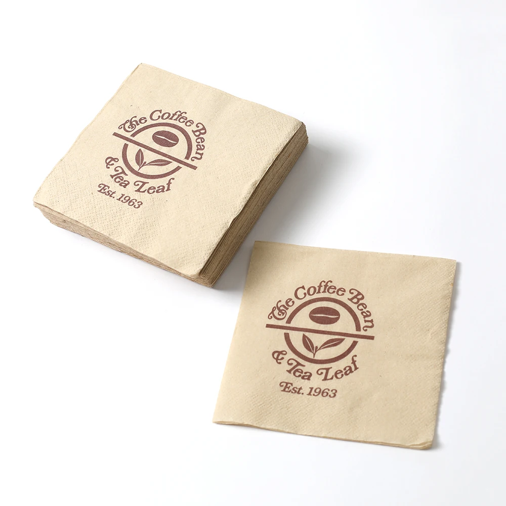 Pizza Custom Napkins Printed Brown Cocktail Paper Tableware Factory Napkin For Beverage Serviette Tissue