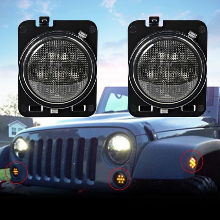 передний светодиодный указатель поворота колеса Fender Flare Боковой габаритный фонарь для Wrangler 2007-2015 с черным корпусом