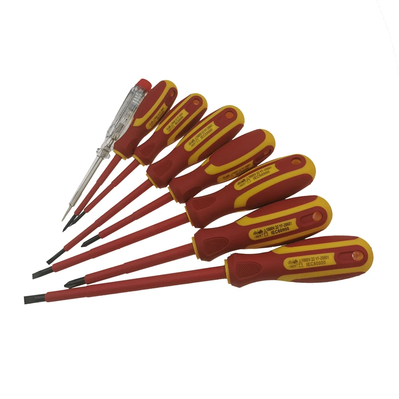 Good Quality Household Electrical Test Pen 8PCS Insulated Screwdriver  set Slotted and Phillips VDE Insulated