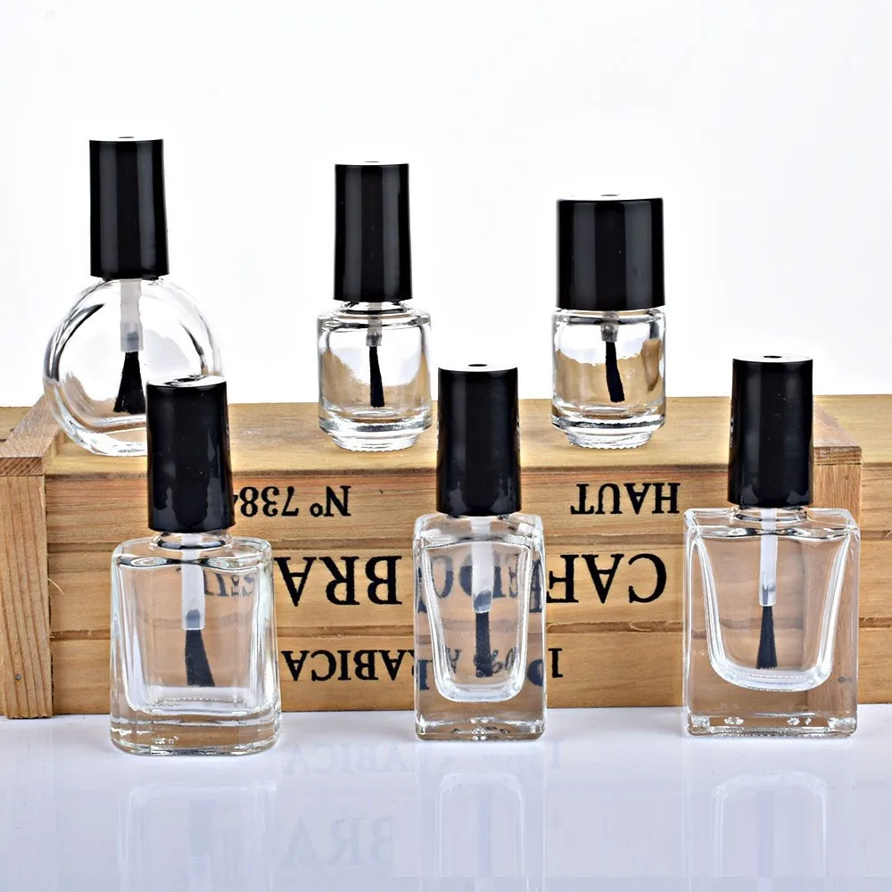 Custom 5ml 8ml 10ml 15ml Round White Black UV Gel Empty Luxury Nail Polish Glass Bottle in Bulk with Brush Caps for Sale