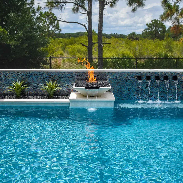 Water Gas Fire Pit Stainless Steel Burner Corten Steel Water Fire Bowl for Swimming Pool