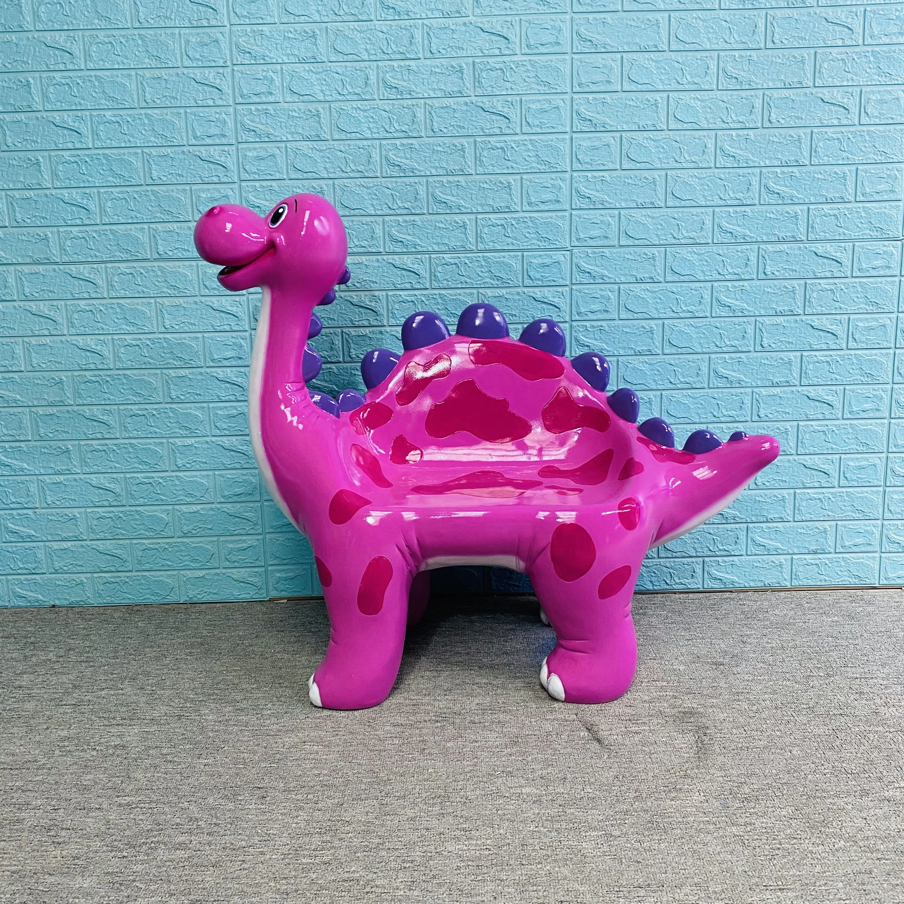 Outdoor Theme Park Fiberglass Sculpture Dinosaur Chair For Kids