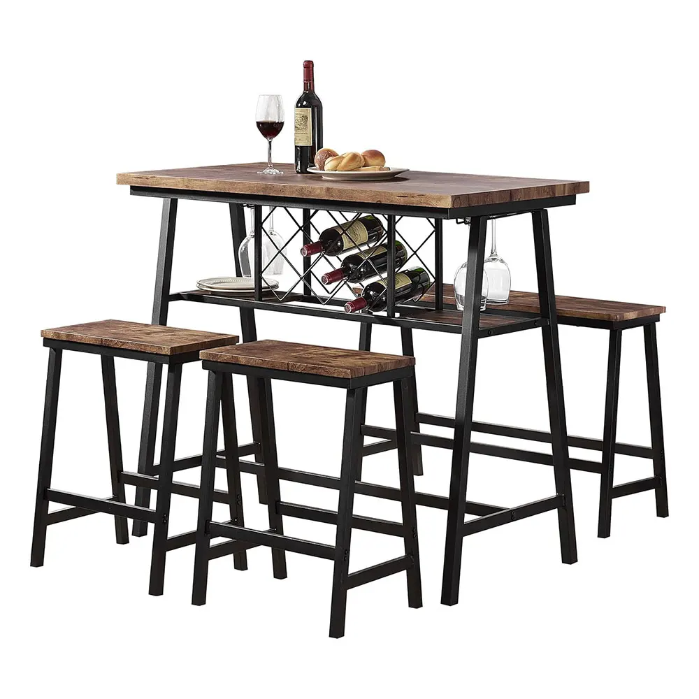 NBHY 4 Pcs Luxury Order Kitchen Room Dining Bar Stool Counter Table Set with a Bench and 2 Stools