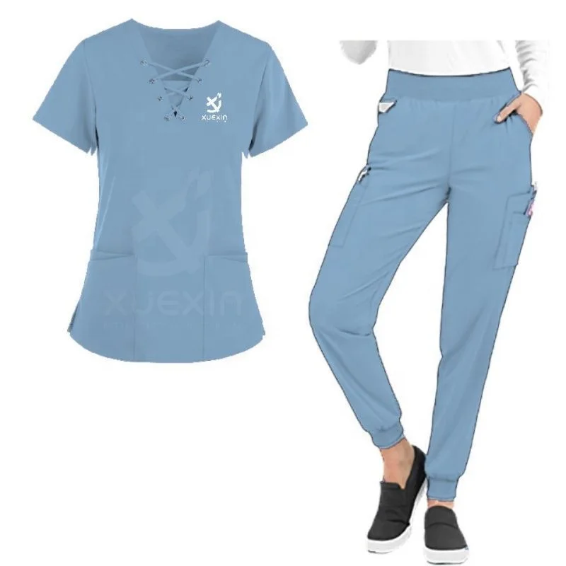 doctor uniform short sleeve medical uniforms spandex scrub suit jogger wrinkle free jogger scrub set