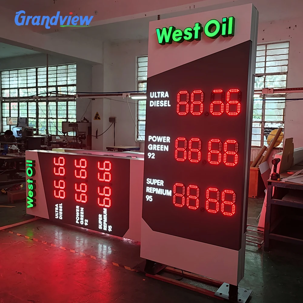 petrol price board gas station digital signage display standing pylon sign