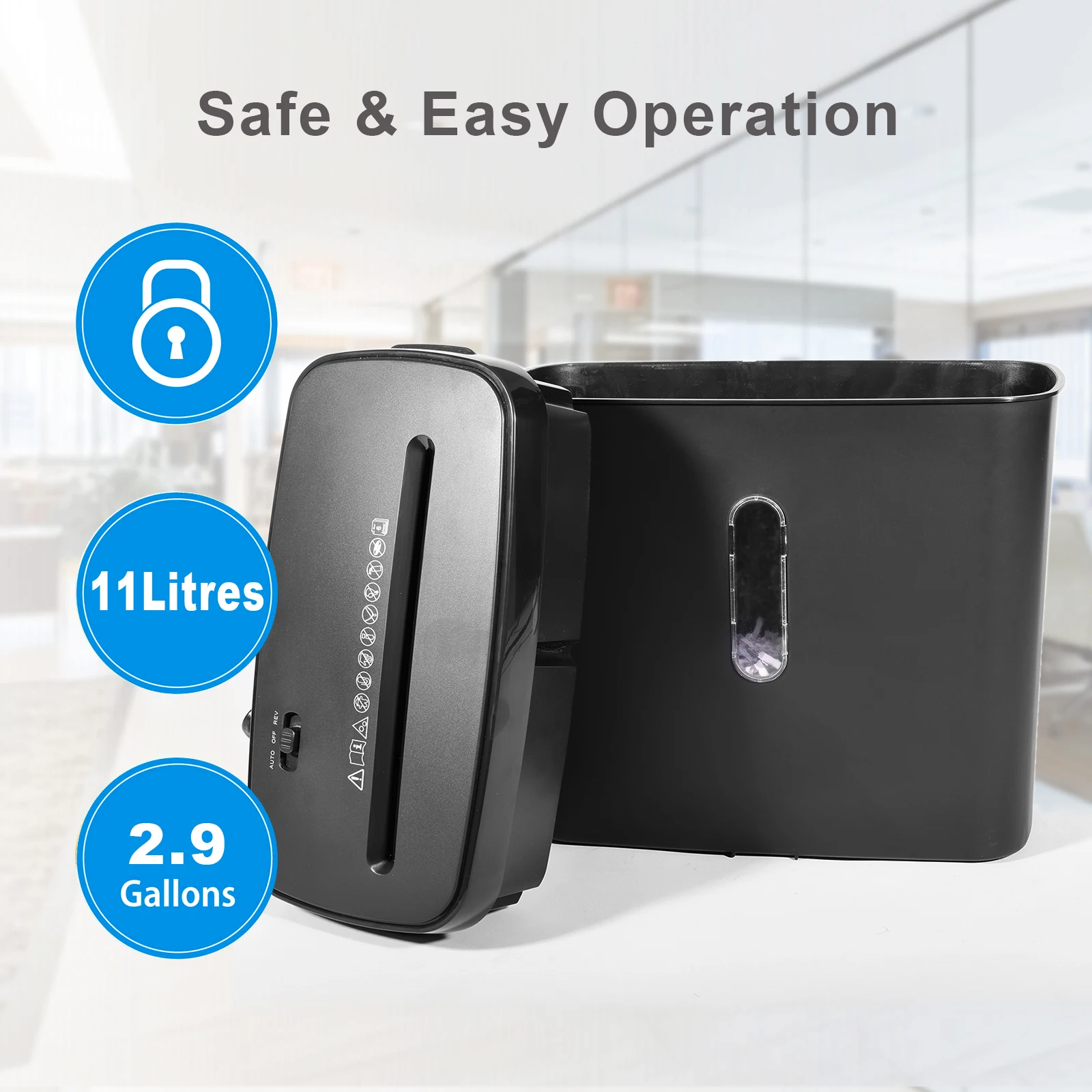 11l Small Cross Cut Colorful Paper Shredder With Easy Lift-off Head For Personal Office Use