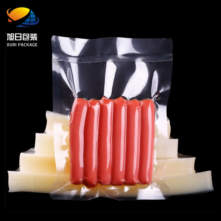 Custom size high barrier co-extrusion poly nylon vacuum chamber plastic frozen food packing bags for fish