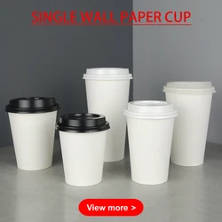 Customized Print Logo Compostable Coffee Cups 8oz 12oz 16oz 22oz Paper Glass for Hot Drink