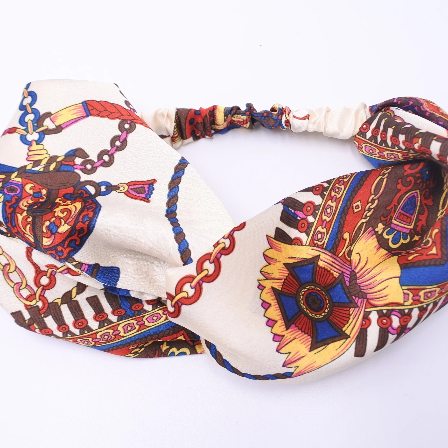 
Floral Pattern Cross Hair Band Bohemian Stretch Twist Cross Turban Head Wrap For Girls and women 